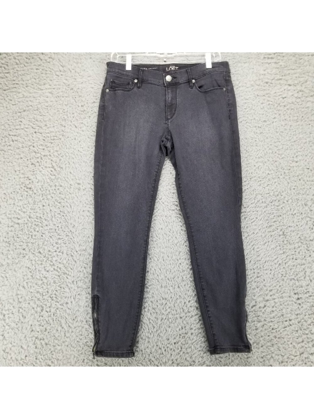 Loft Jeans Womens 28 Black Modern Skinny Zip Ankle Stretch Denim